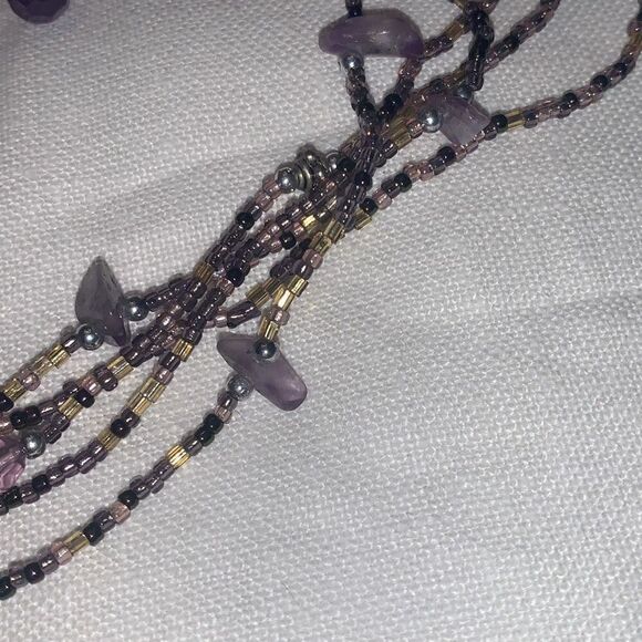 Amethyst Multi Strand Beaded Necklace - Picture 11 of 14